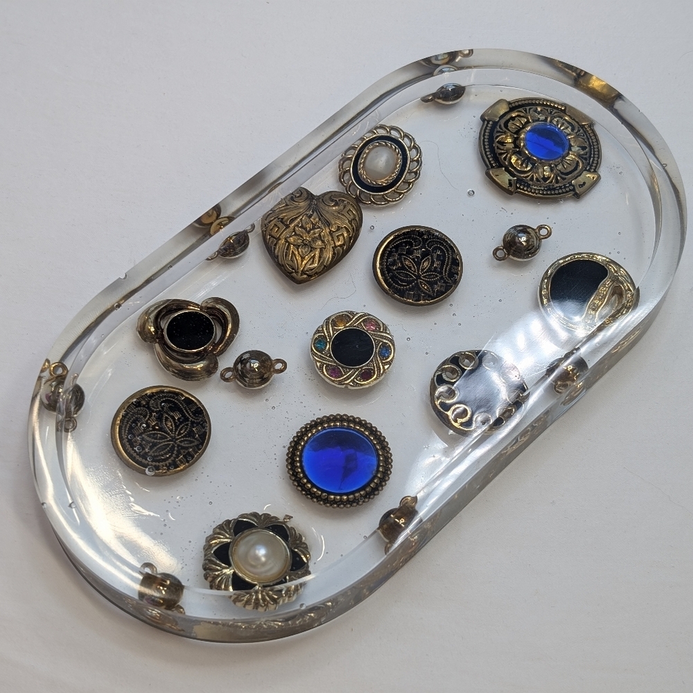 Handmade Vintage Jewelry Tray "Odds & Ends" - Decorative Vanity Storage